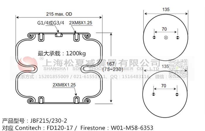 JBF215/230-2橡膠<a href='http://m.swf4.cn/' target='_blank'><u>空氣彈簧</u></a>