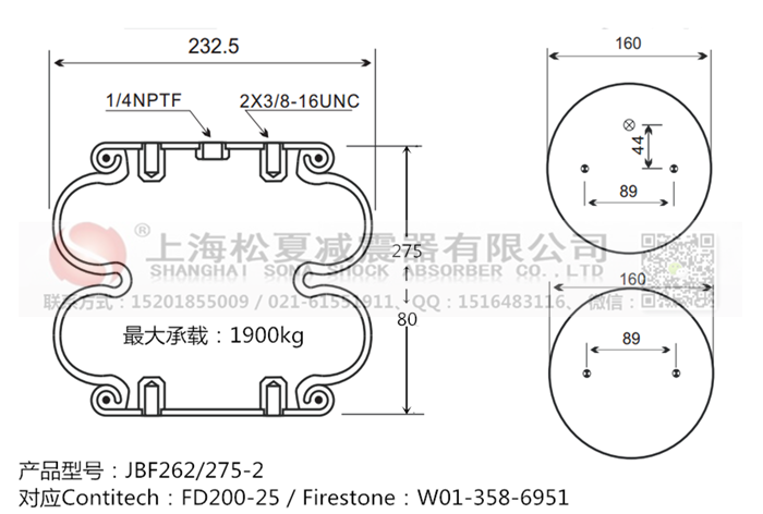 JBF262/275-2橡膠<a href='http://m.swf4.cn/' target='_blank'><u>空氣彈簧</u></a>